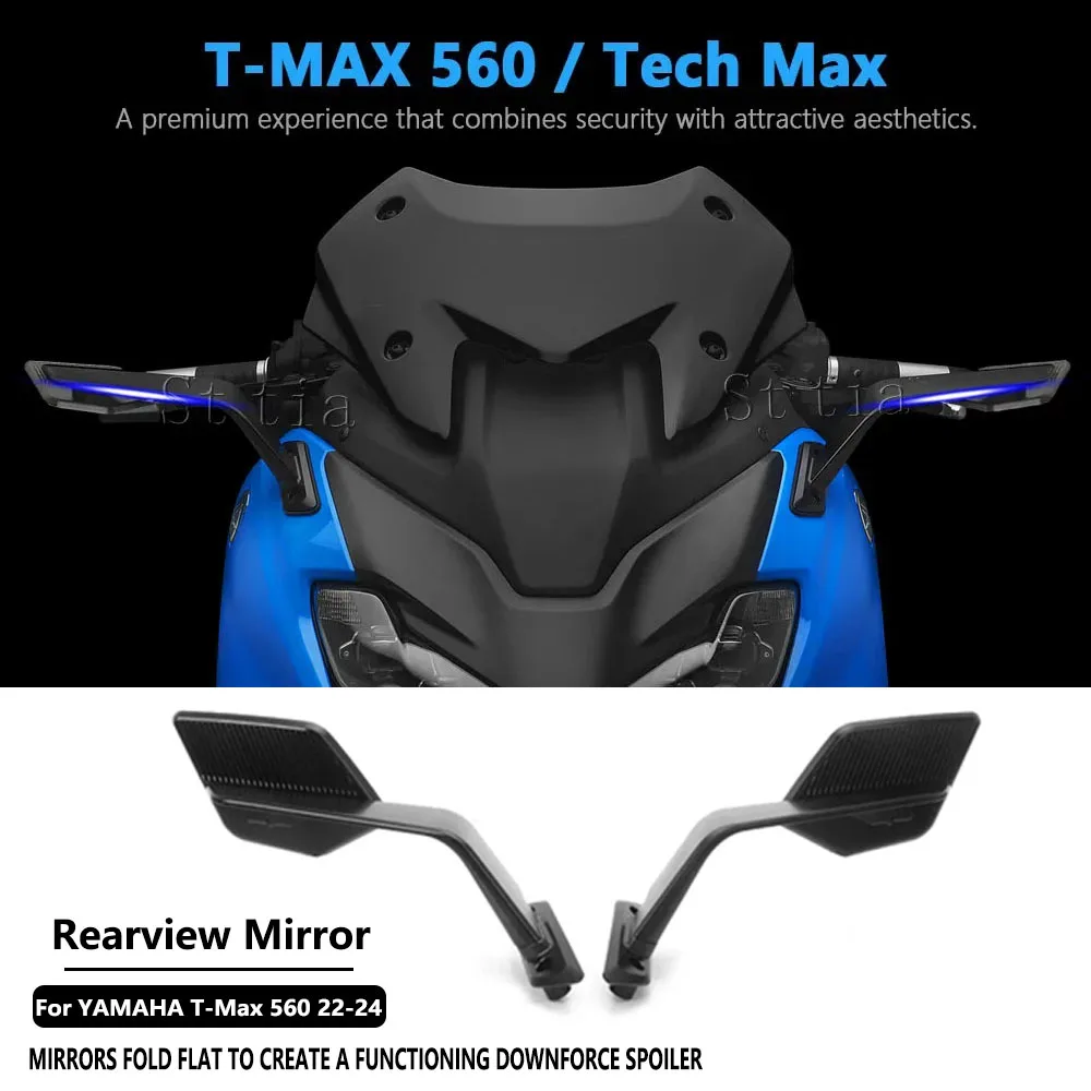 

For Yamaha T-Max 560 T-MAX 560 Winglets Side Mirror Motorcycle Rearview Mirror With Wind Deflector T-MAX560 2022-2024