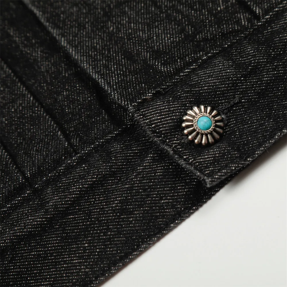 Mens Jacket Punk Vintage Streetwear Black Denim Short Coat Metal Buckle Studded Design Pleated Detail Retro Cool Hip Hop Fashion 14 undefined