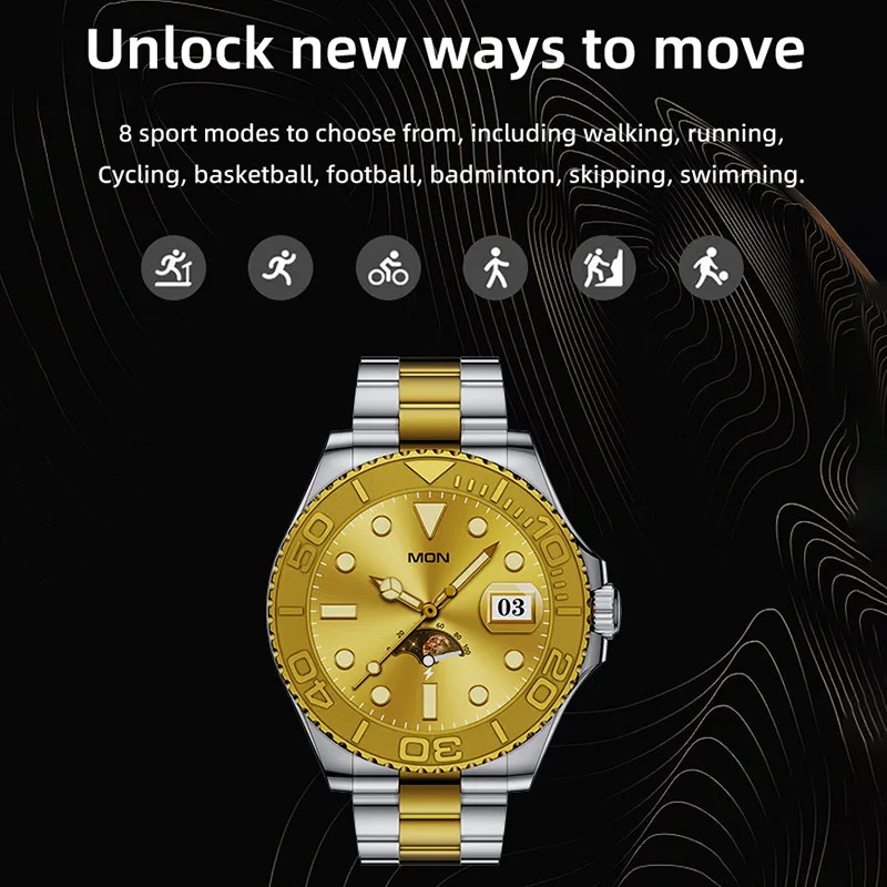 LEFYR-Montre intelligente avec calculatrice d'horloge pour homme, fréquence cardiaque connectée en acier, appel Bluetooth, gamme Yacht AMOLED, cadran bricolage, AW46