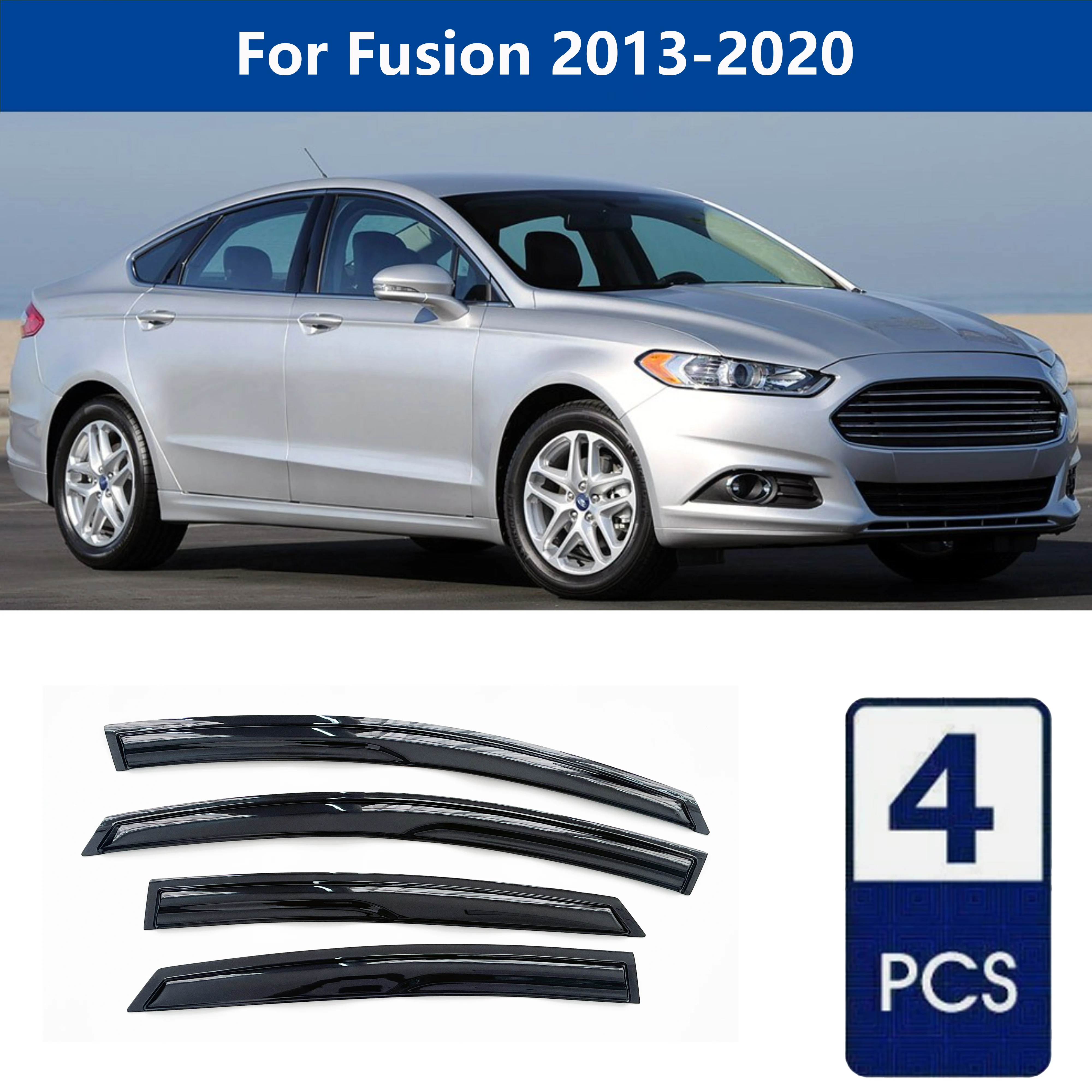 

AIBAP High-Quality 4pcs 1.8mm Car Windows Visor For Fusion 2013-2020 window visors rain guards rain guard Sun Rain Visors