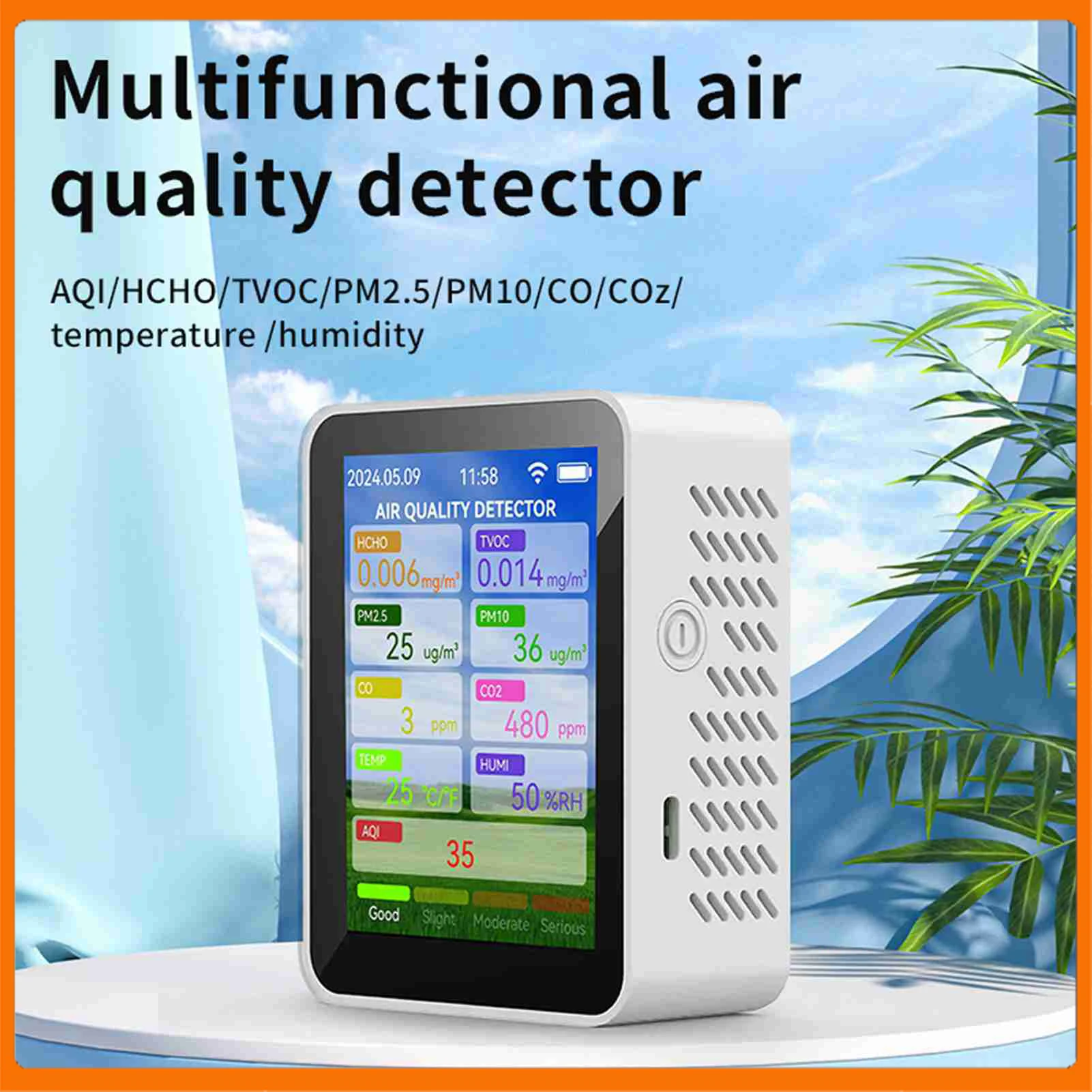 Tuya WiFi Multifunctional Air Quality Meter Household HCHO TVOC Carbon Monoxide CO2 PM2.5 PM10 Tester
