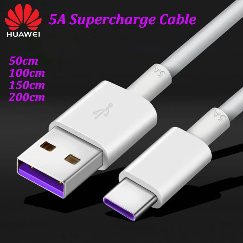 Оригинальный кабель Huawei 5A SuperCharge USB Type C 1/1,5/2M для быстрой зарядки данных для Huawei P40 P50 P60 Pro Mate 40 50 60 70 Pro