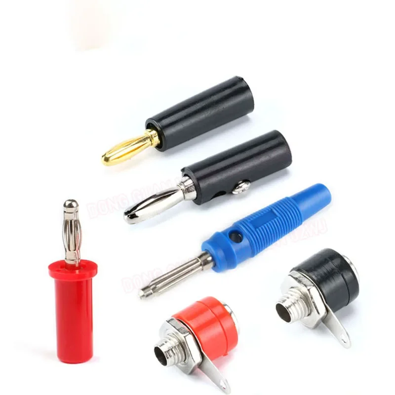 

Banana Plug 4mm Pure Copper Nickel-Plated/PVC Sheath Lantern Head Test Plug Lantern Type Four-page Type Banana Terminal Plug