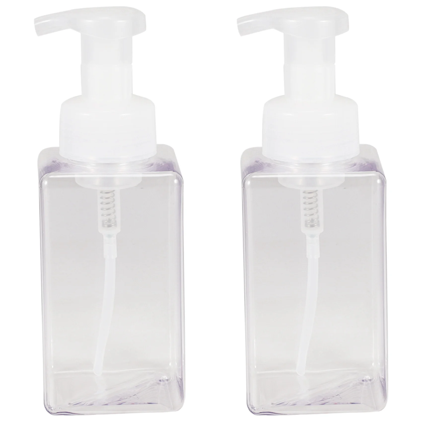 2 Pack Foaming Soap Dispenser 15Oz Refillable Foam Liquid Hand Soap Empty Plastic Pump Bottle Container - Clear 450Ml