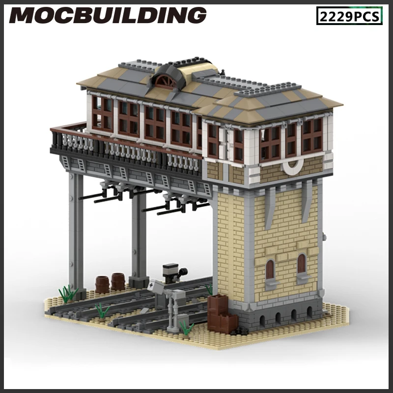 MOC-Rail Torre Blocos De Construção, Plataforma De Trem, Casa Modelo, Tijolos DIY, Brinquedo Aassemble, Presentes De Natal, Coleção, Presente De Aniversário