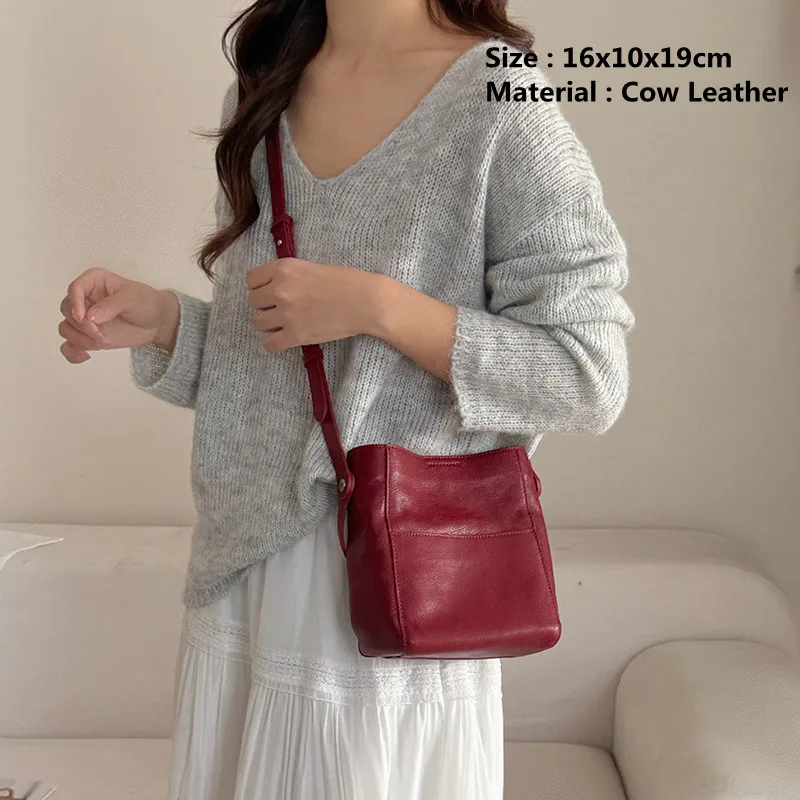 

2026 Genuine Leather Women Bags Handbags Bucket Bag Fashion Tote Bag Leather Luxury Desginer Crossbody Bag Large Lady Hand Bags