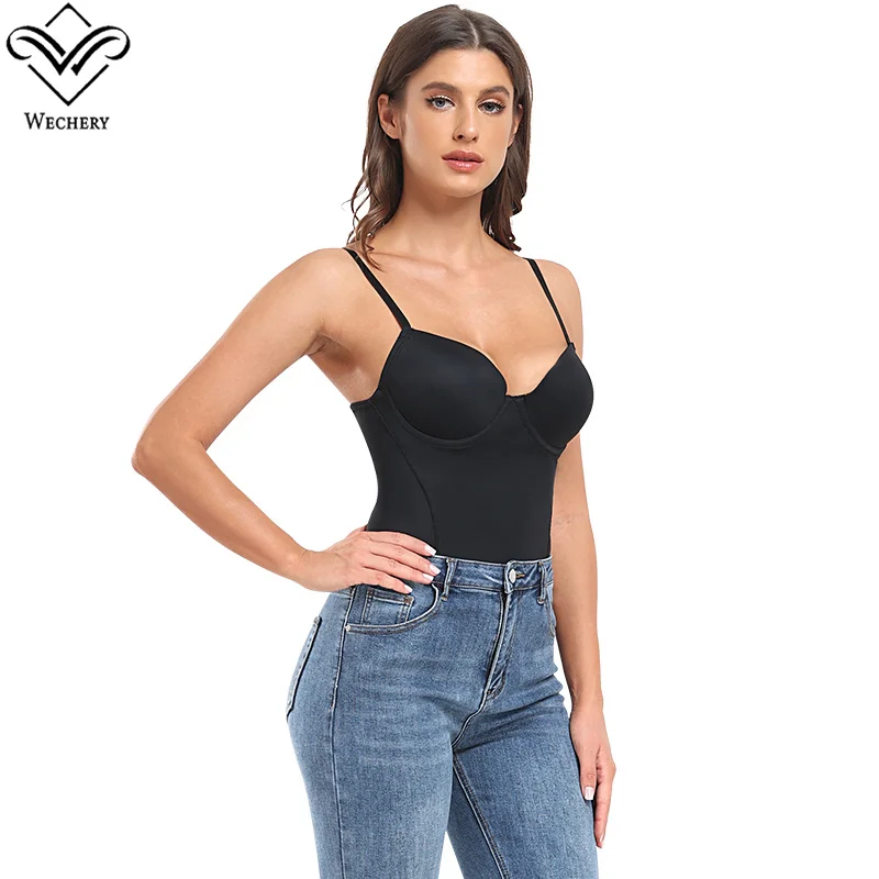 Wechery sexy bodysuit shapewear push up bunda levantador controle de barriga virilha aberta renda bunda roupa interior feminina com copo