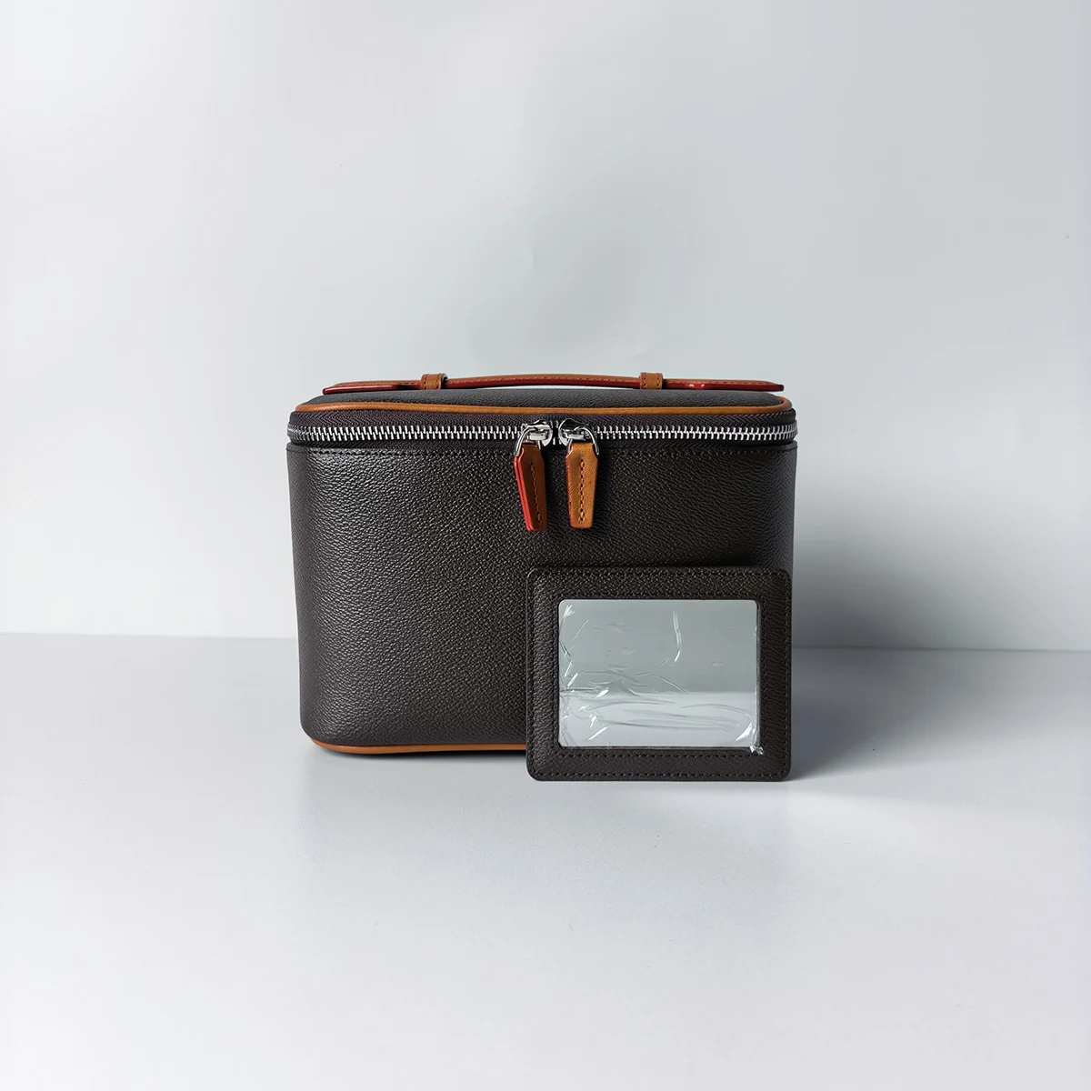 Neue Canvas-beschichtete Wasserdichte Kosmetiktasche mit Echtem Leder-Handschlaufe Unisex Hochwertige Aufbewahrungstasche – Detail 7