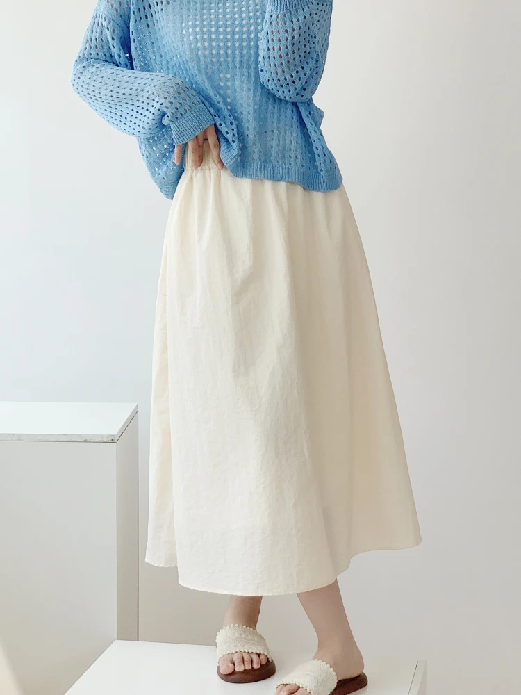 

JPLUS Textured Pleated Skirt High Waist Slimming Hip Covering for plus Size Women Half Body Skirts Girls Ladies Elastic Waist