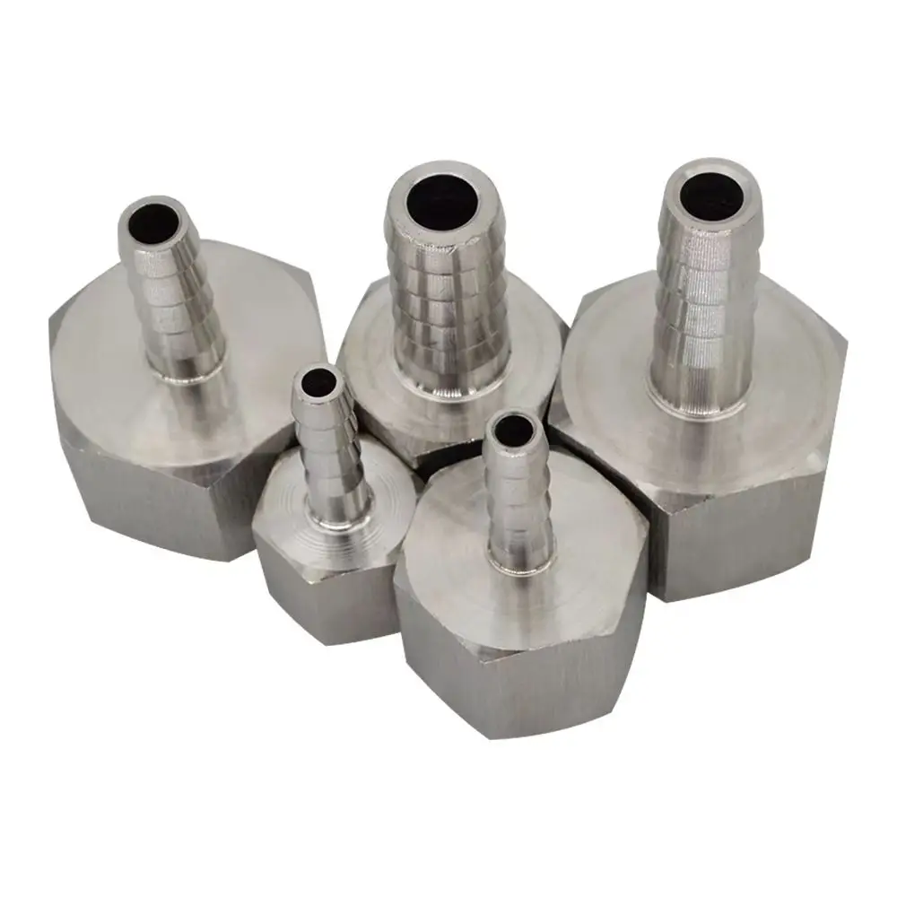 1Pcs 304 Stainless Steel Hose Barb Connector Silver Tone 6-19mm Barb Sizes BSP Female Thread Connector Straight Design
