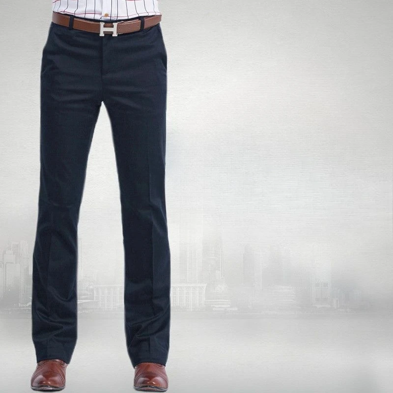 Men's Khaki Dress Pants Autumn New Slight Flare Business Casual Straight Leg British Korean Style Wide Leg Trousers