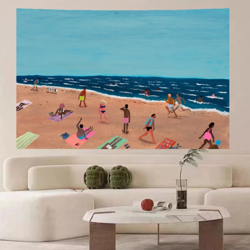 VIKAMA Surf Beach Tapestry Ocean Landscape Wall Hanging Wall Decor for Bedroom Living Room Dorm Minimalist Aesthetic Home Decor