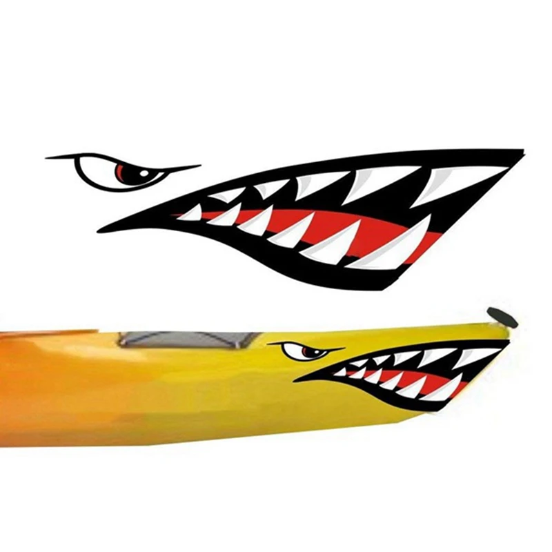 4 Pieces Shark Teeth Mouth Reflective Decals Waterproof Kayak Stickers For Car Kayak Canoe Fishing Boat Truck Decoration