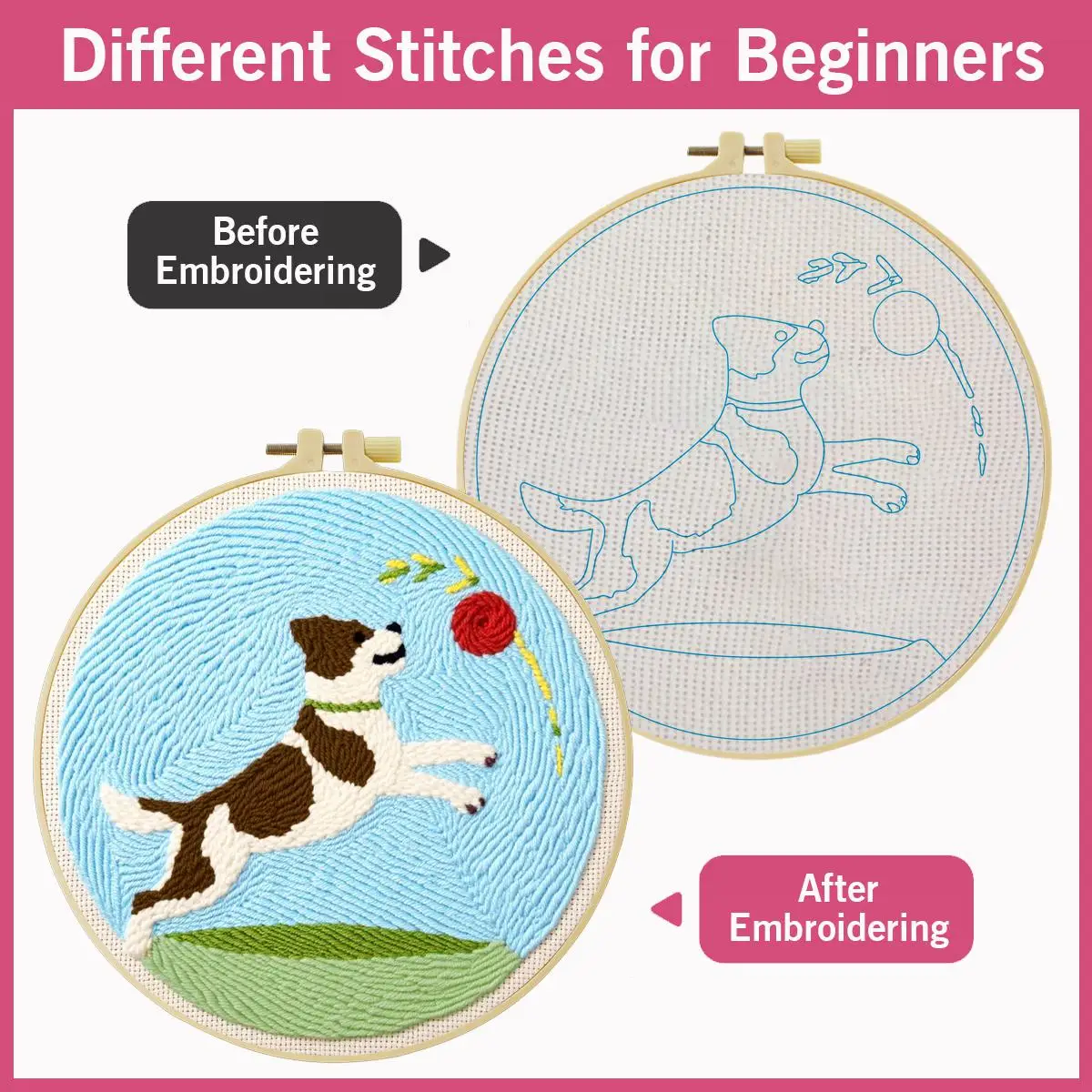 20X20CM/7,87 Zoll Tier - Hund Stanznadel-Stickset, Stickerei, gestrickte Stickerei, DIY, handgemachtes Geschenk, Heimdekoration – Detail 4