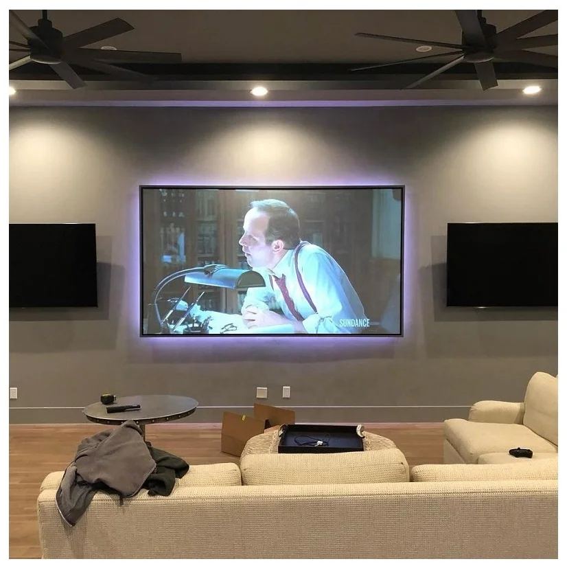 شاشة عرض ماسية سوداء 120 بوصة Alr الضوء المحيط رفض شاشات الإسقاط بدون إطار مثالية للإسقاط النهاري