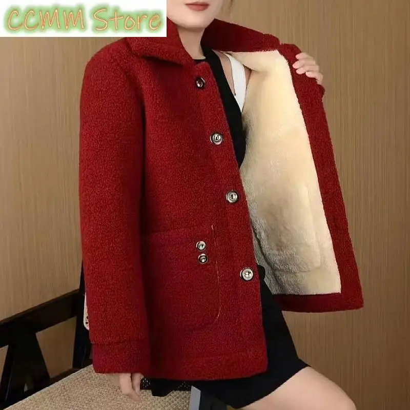 Mother Women's New Coat Cashmere Female Autumn Winter Plus Warm Cotton Padded Coat Warm Jacket Velvet Cotton Overcoat