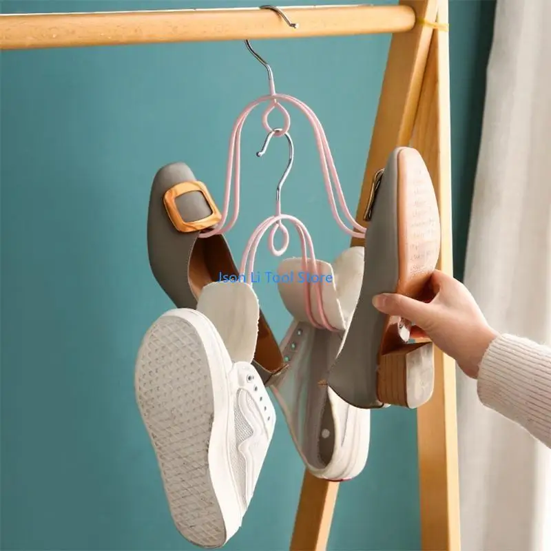 Y08D Sapatos multifuncionais cabides duplos ganchos cachecol à prova vento Sapatos gravata
