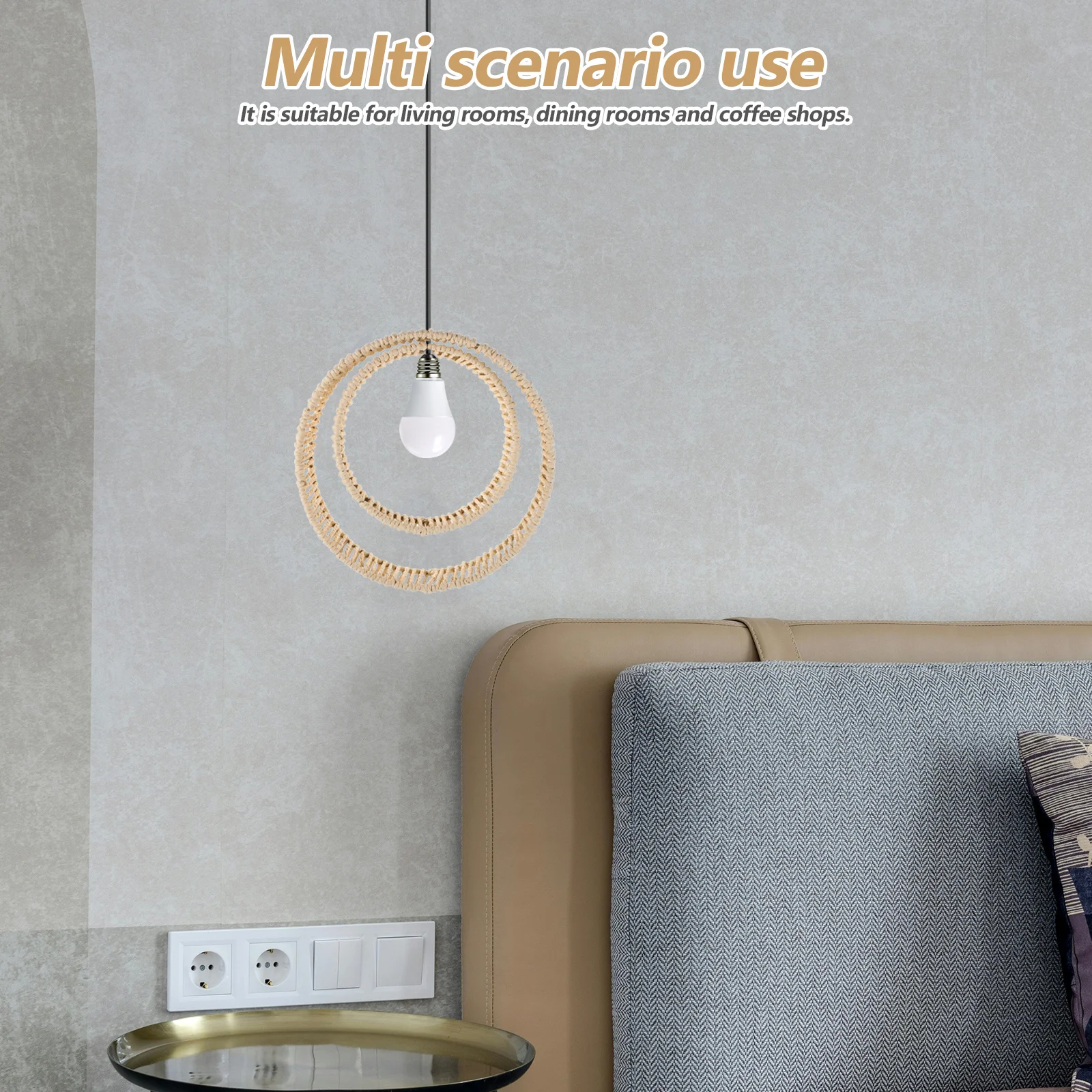 

Handwoven Lampshade: Woven Paper Rope Pendant Shade For Ceiling Light Fixture Bohemian Macrame Chandeliers Hanging Lights