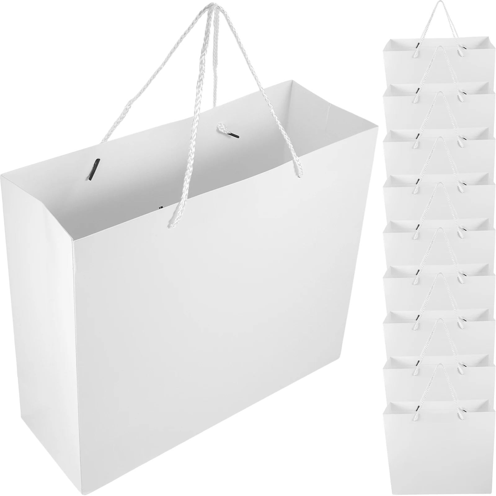 

10pcs White Cardboard Handbag Gift Bulk Paper Favor For Birthday Party Wedding Festival Tote With Handles Candy Wrapping Bags