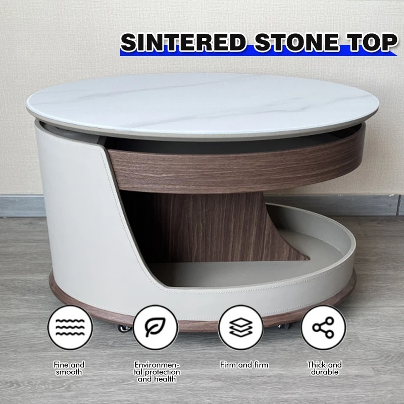 Light luxury rock slab lifting coffee table high-end modern living room small apartment simple multi-functional movable sofa sid