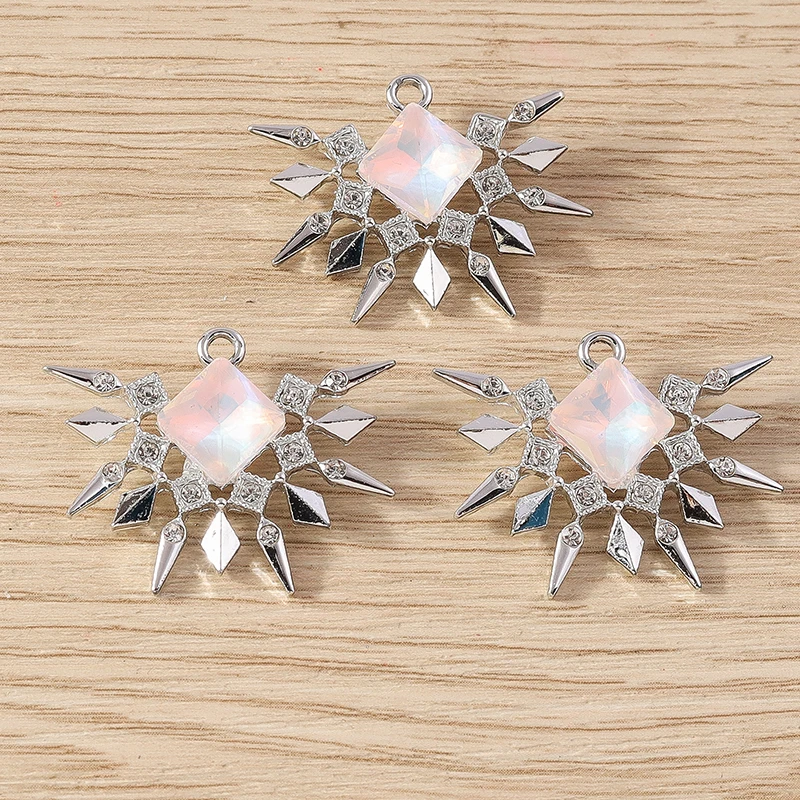 Tusember 10 Stück 29 x 23 mm exquisite Kristall-Sonnenanhänger für baumelnde Ohrringe, Halsketten, DIY handgefertigte Schmuckzubehörteile – Detail 4