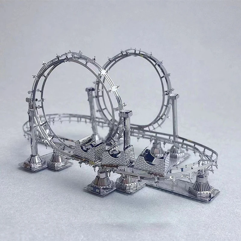 Roller Coaster 3D Metal Puzzle Playground Equipment Construction Assembly Model laser cutting Kits Jigsaw Puzzle Toys Gifts
