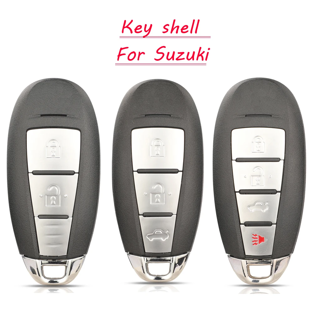 Jingyuqin 2/3 Buttons Smart Keyless Entry Car Key Fob Shell For Suzuki Alivio Vitara SX4 Swift S-cross Remote Case Styling