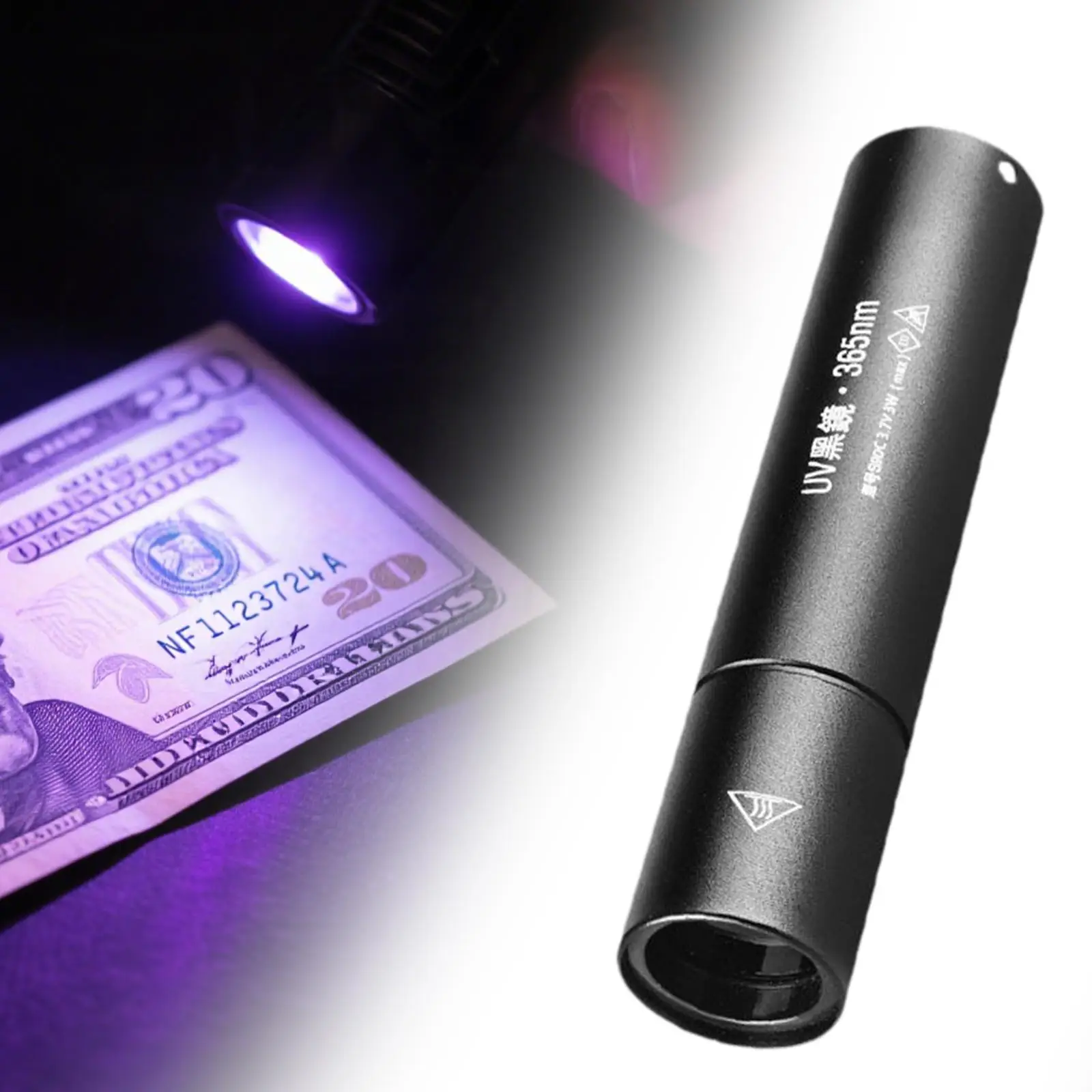 

365nm Small Flashlight 20W Lightweight Multipurpose Professional Handheld Blacklight Detector Portable for Detection Minerals