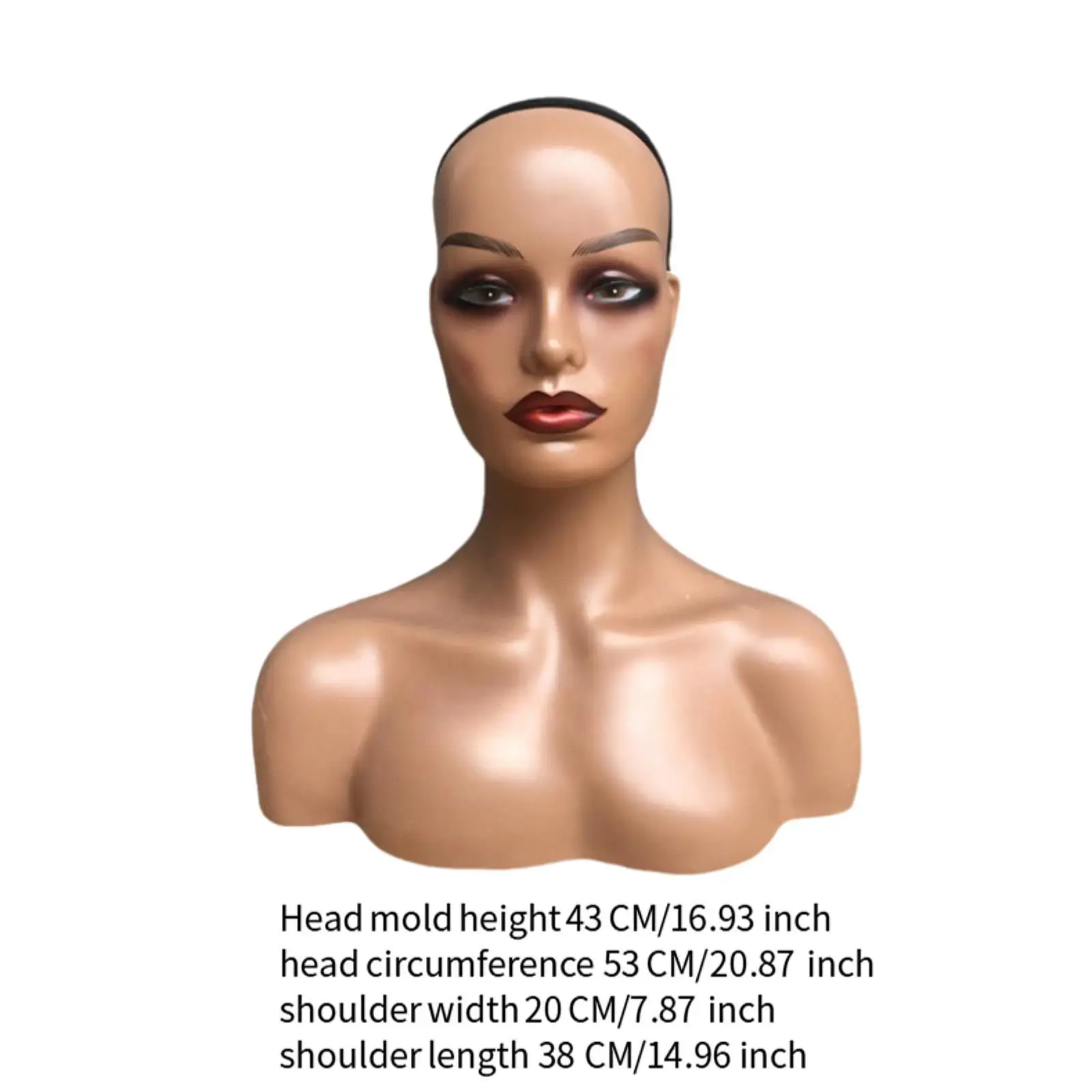 Multifunctional Female Mannequin Head with Shoulder for Wig Hat Scarf Display Stand Realistic Manikin Bust for Beauty