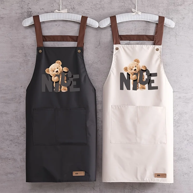 1pc Canvas Kitchen Apron - Waterproof & Oil-Resistant, Perfect for Cooking & Catering