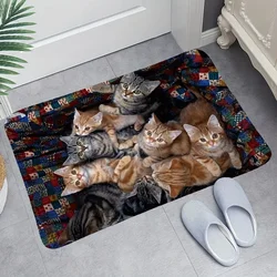 Cat Print Welcome Door Mat Non Slip Indoor Outdoor Home Decore Carpet Living Room Doormats Kitchen Bathroom Floor Washable Rugs