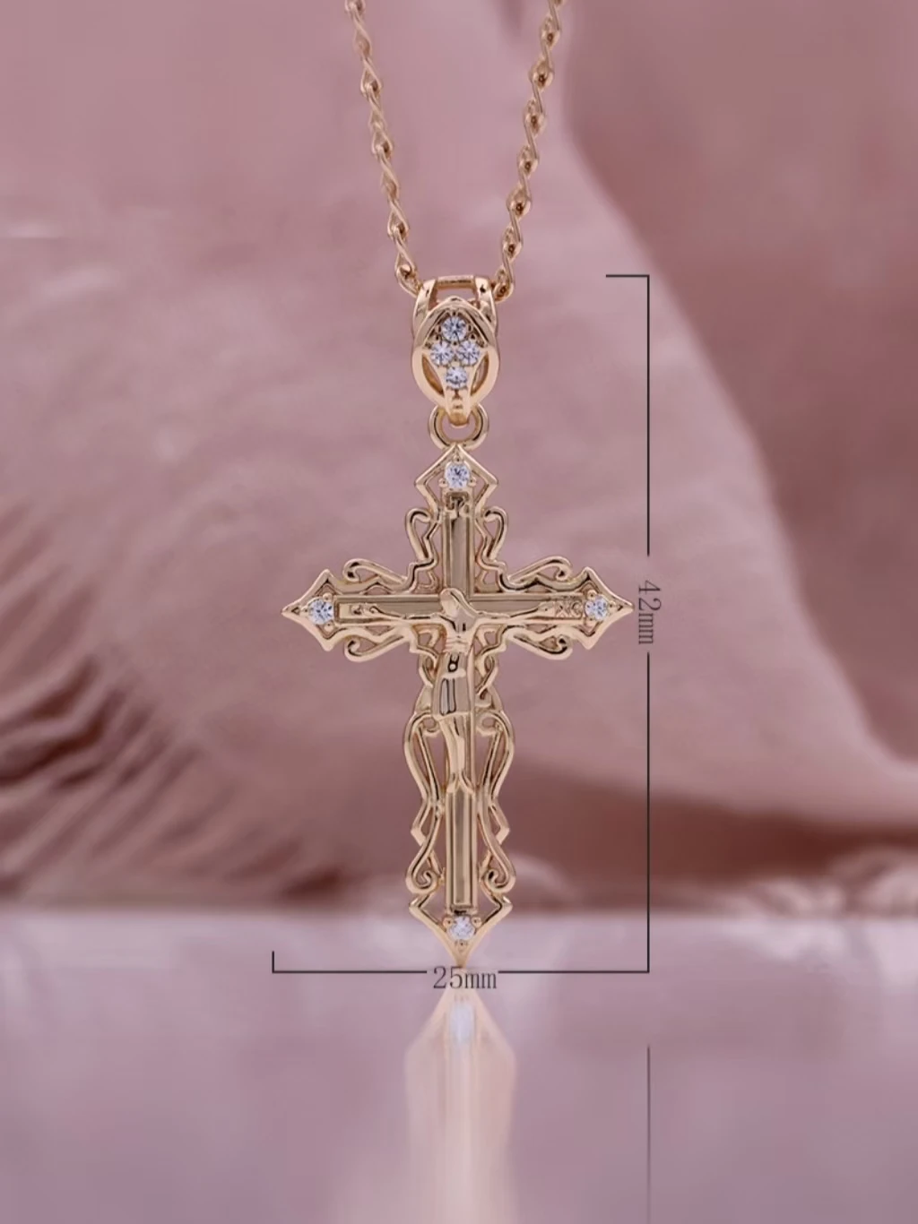 

Винтажное колье с ажурным крестом, легкая роскошная цепочка с бриллиантовым кулоном, позолоченная цепочка на ключицу, дизайнерское колье, подарок для девушки