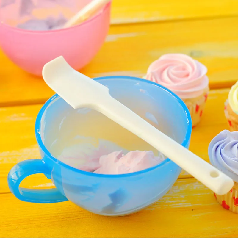 Food Grade Ice Cream Butter Biscuit Pastry Coloring Bowl Bean Paste Curved Silicone  Scraper Kitchen Cake Baking Stirring Tool