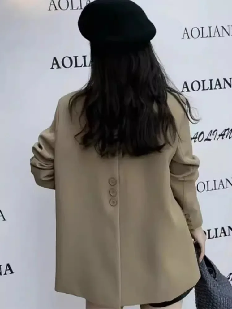 

Ele Casual Women's Suit Jaet Profional Straight Cut Long Sve Spring Autumn New Sle High Quali Faionable Top