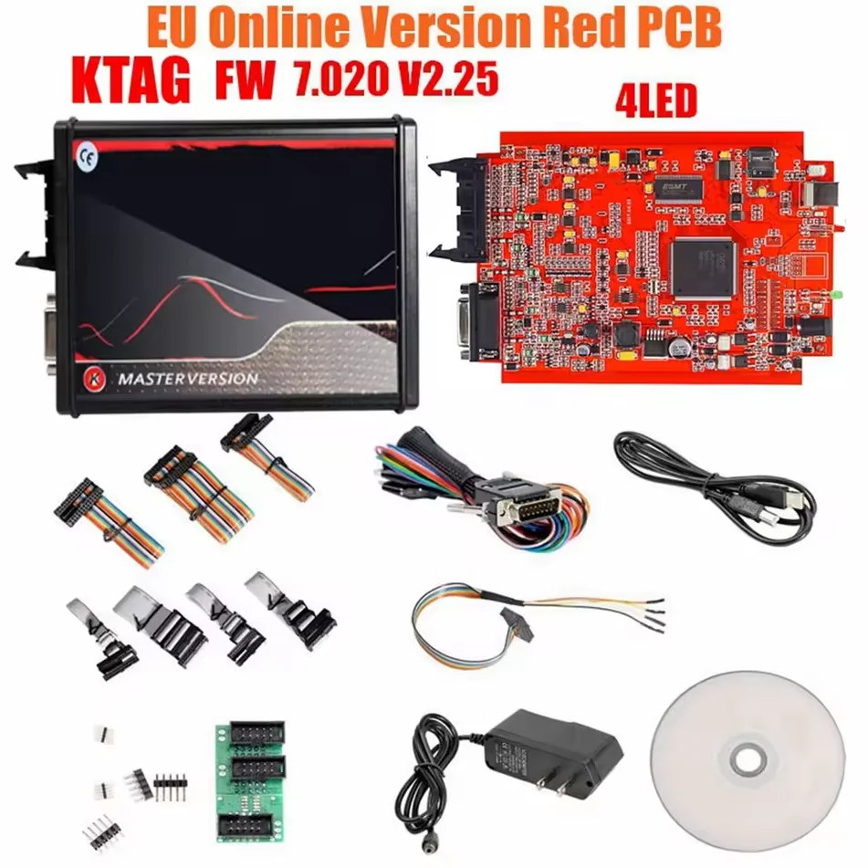 2026 EU Red KESS V5.017 + KTAG V7.020 ECU Chip Tuning Tool Murata Filter Unlimited Token OBD2 Car Truck ECU Programming Kit