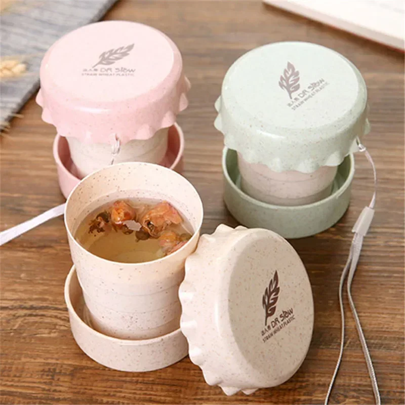 

1Pcs Water Cup Portable Grass Wheat Retractable Folding Water Cup Coffee Travel Outdoor Sports Portable Mini Compression