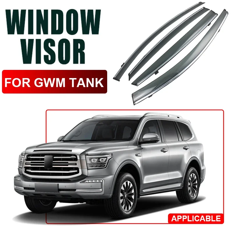 

4pcs For GREAT WALL TANK 300 400 500 2021-2025 Car Window Visor Waterproof Protect Sunny Rainy Shelter Auto External Accessory