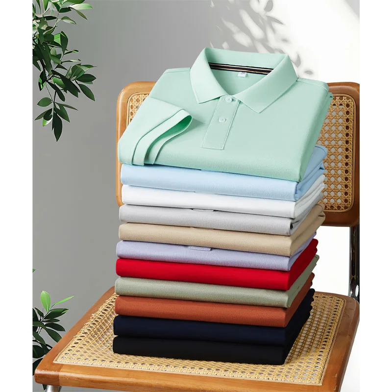 UV-beständiges und eisempfindliches, sechdimensionales, elastisches, feuchtigkeitsabsorbierendes und schwitzendes Business-Revers-Kurzarm-Herren-POLO-Shirt