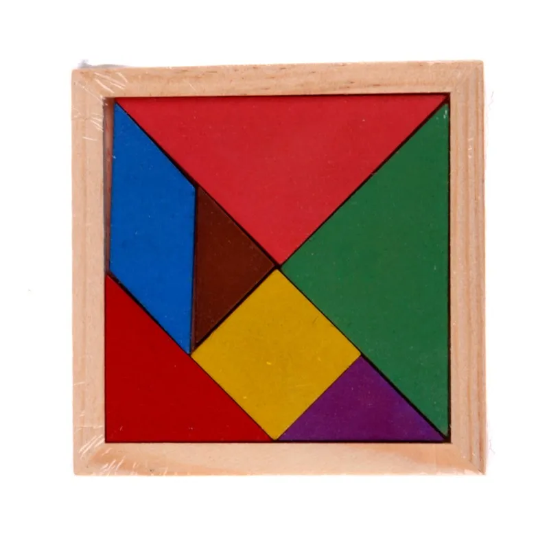 DokiToy Wooden Geometry Puzzle Tangram Montessori Board Hand Brain Teaser Puzzles Popular Early Educational Developmental Toy