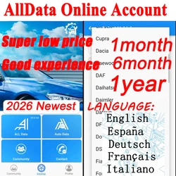 2027 Alldata EU Online Account Workshop English French German Spanish Italian All data Access Repair Software Hay-nes CAR Data