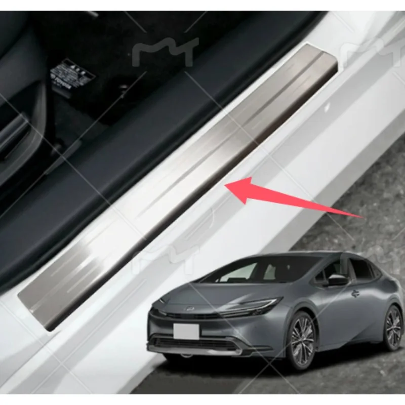 Car Accessories For Toyota Prius Prime 2016-2022 Stainless Steel Exterior Door Sill Kick Scuff Plate Protecto