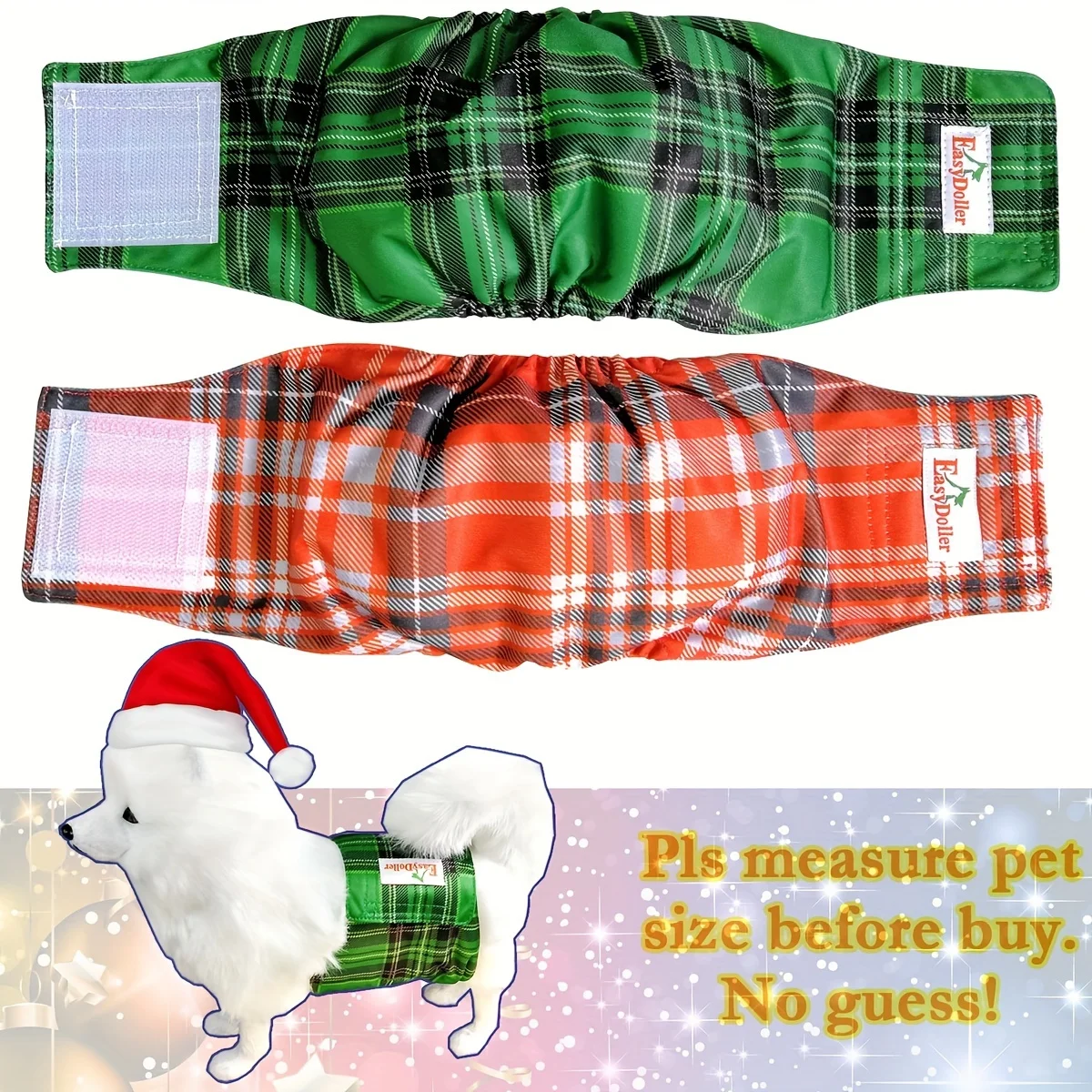 Washable Male Dog Diaper Cute Plaid Pattern Pet Physiological Sanitary Pants Reusable Leak Proof Diapers Nappy Belly Bands Wrap