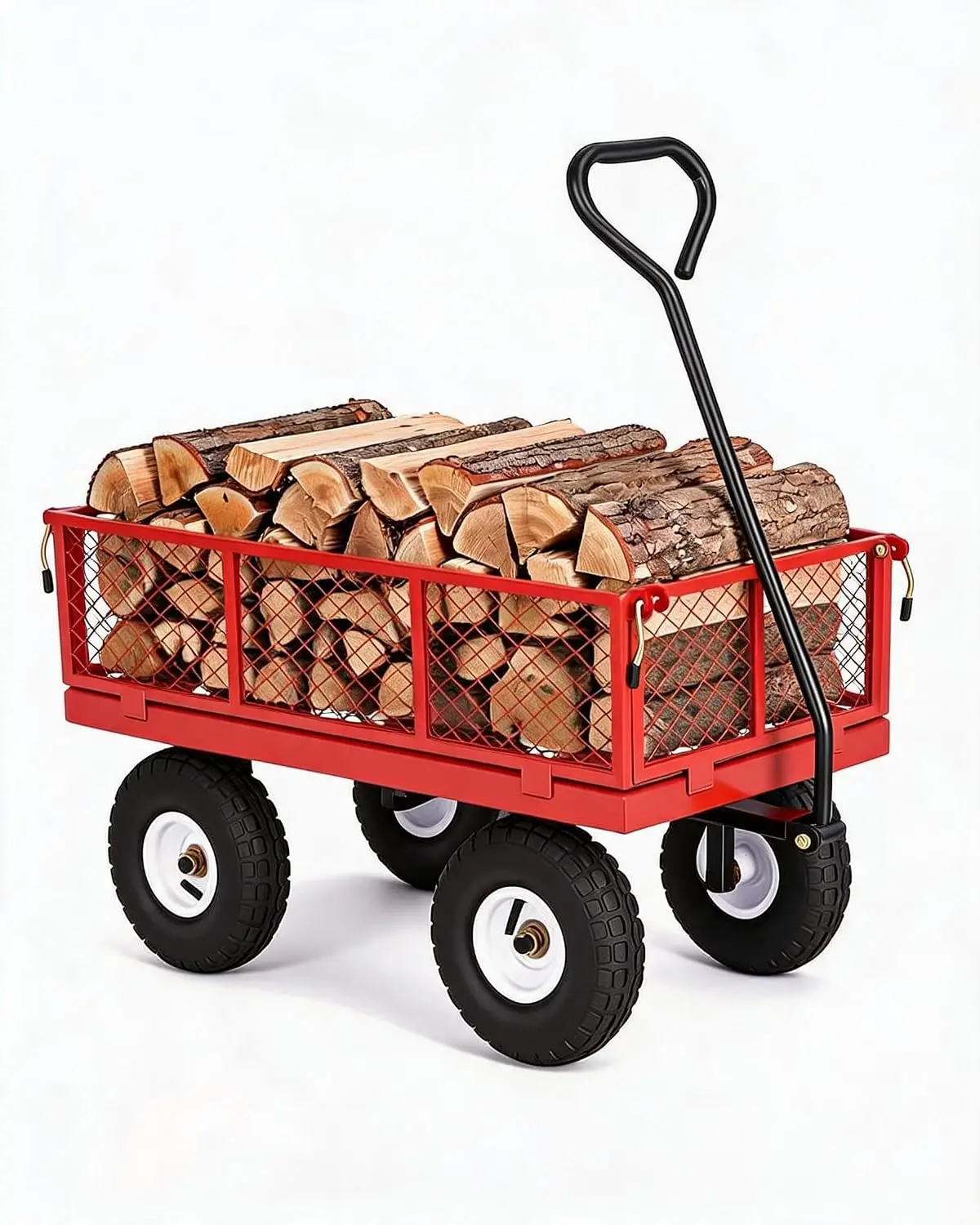 Heavy Duty Steel Garden Cart 400 LBS Large Capacity Utility Trolley Portable for Garden Beach Camping Outdoor Trolley