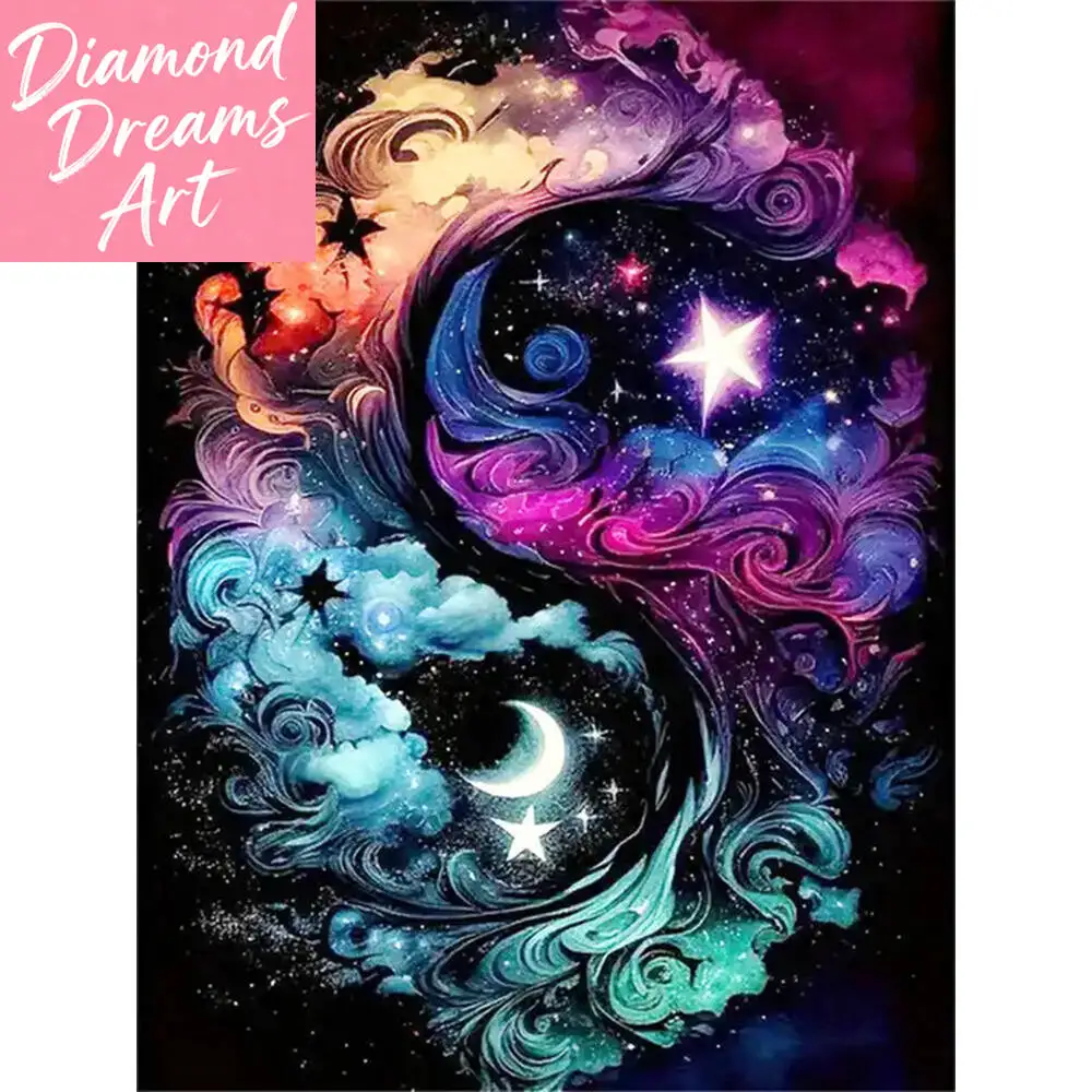 

Frameless, DIY Diamond Mosaic Moon Landscape Full Square Round Diamond Painting Star Acrylic Craft Supplies Embroidery Home Deco