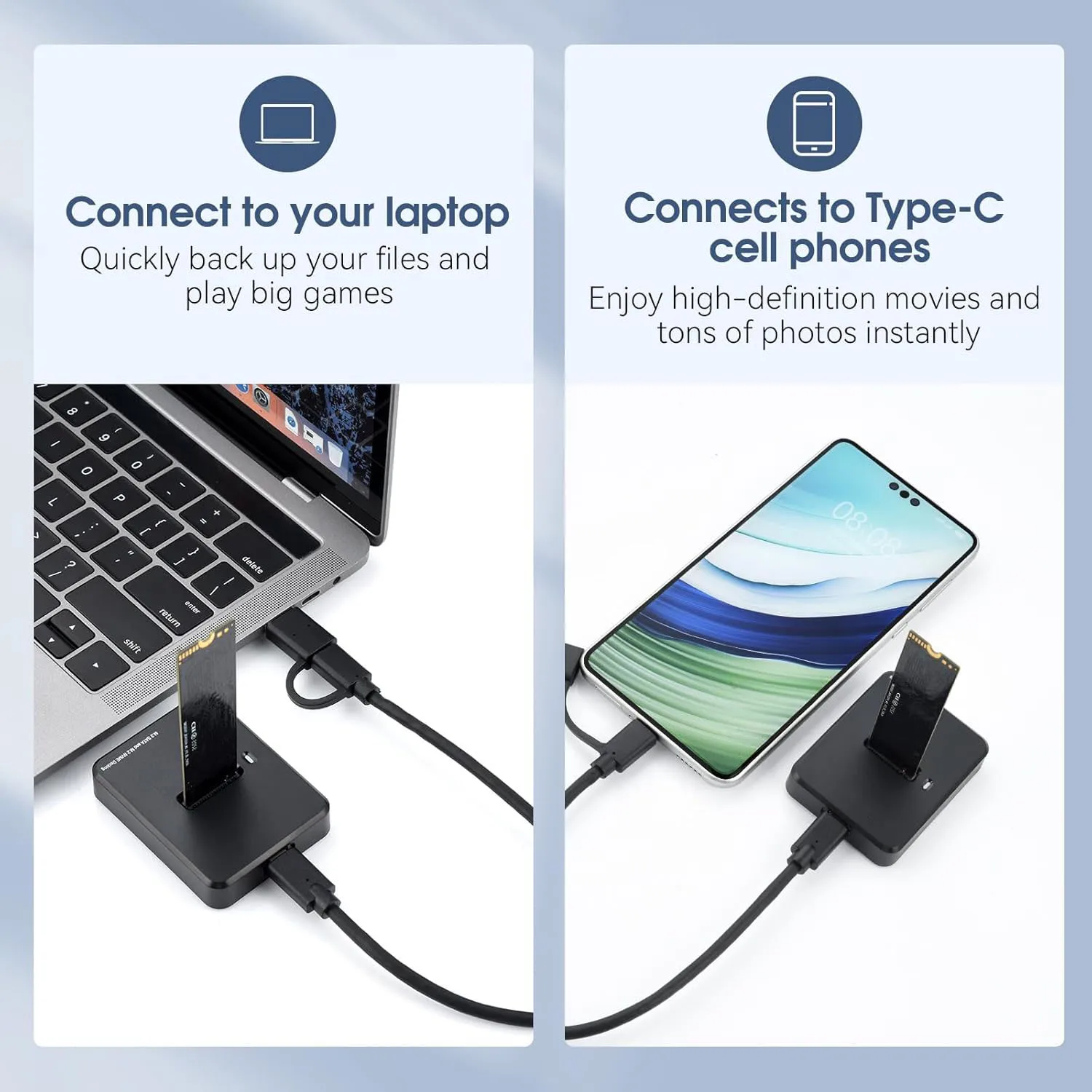 القرص الصلب SSD الخارجي NVME الضميمة 10G القراءة عبر الإنترنت سرعة الكتابة SSD لمحطة إرساء M.2 NVME SSD