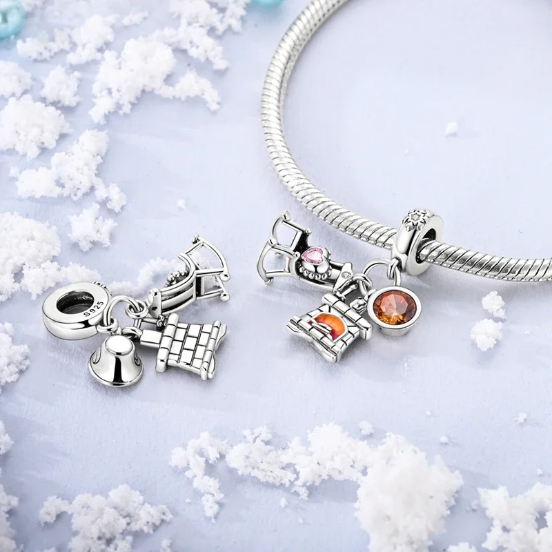 

Charms Plata 925 Fireplace Rocking Chair Coffee Beads Fit Original 925 Bracelets Charms For Women Jewelry DIY Making Gifts