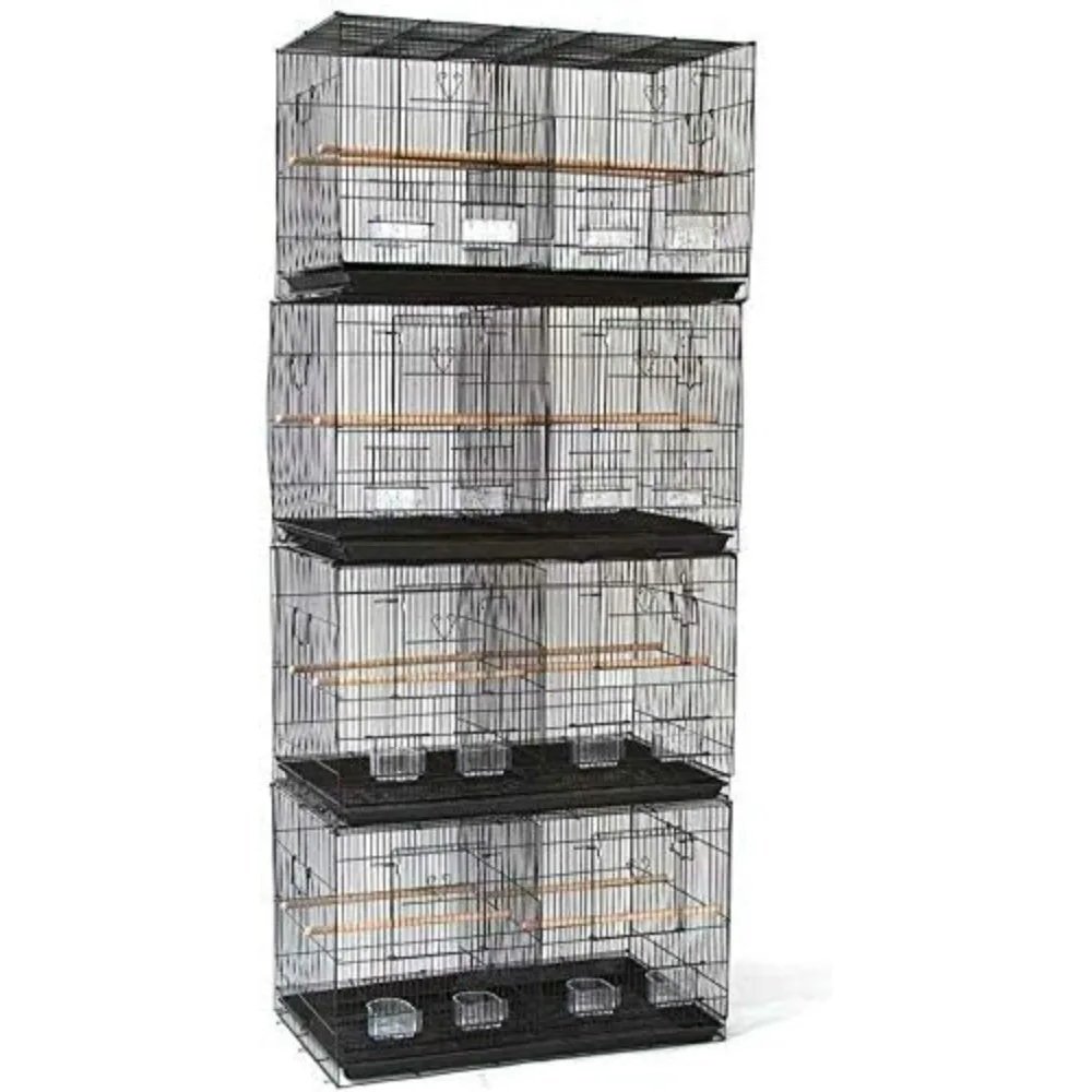 

4-Unit Breeding Bird Cage with Divider for Parakeet, Canary, and Finch (Black)