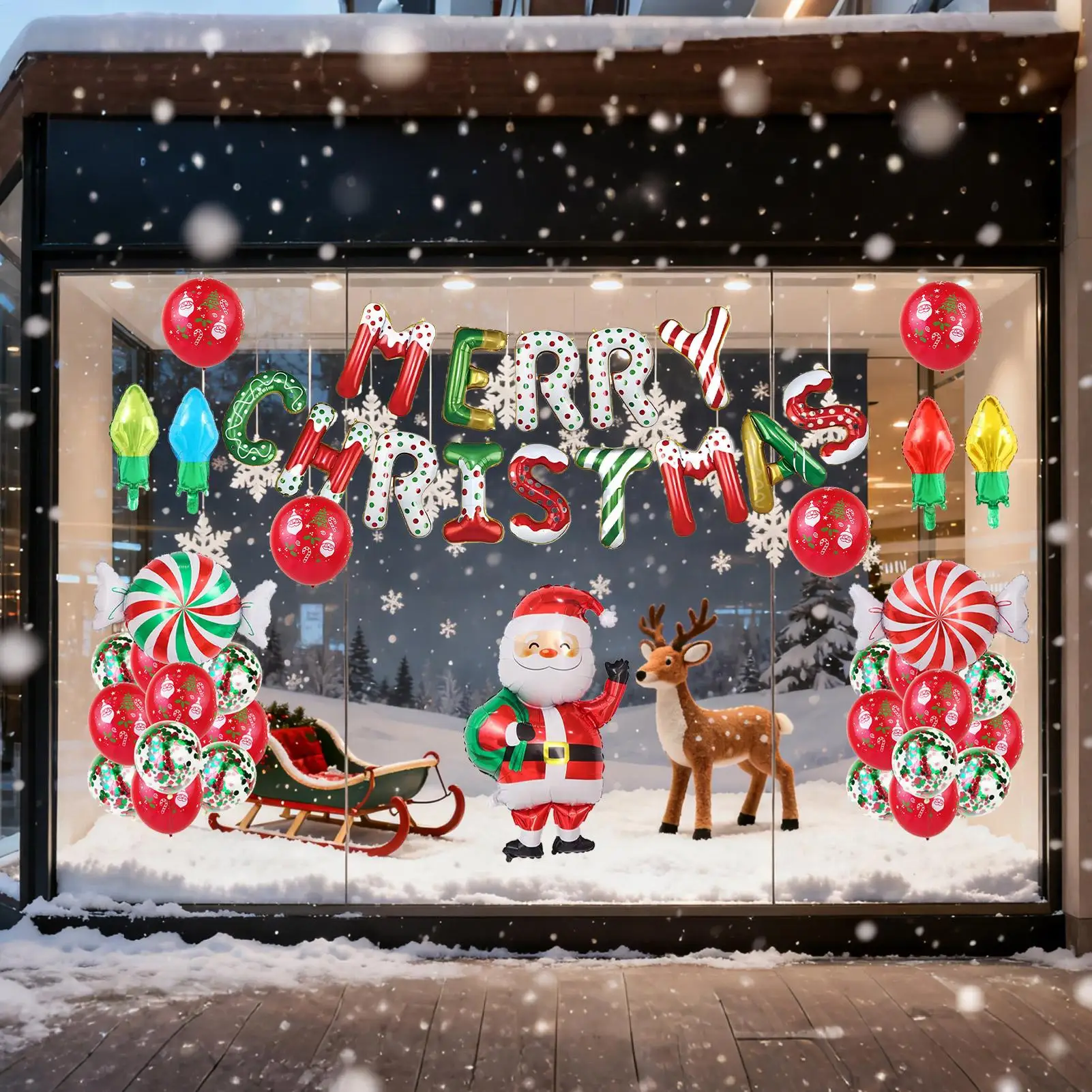 بالونات عيد ميلاد سعيد، لوازم الحفلات الاحتفالية، بالونات الحفلات، زينة العطلات لجدار الباب، شجرة الفناء، غرفة المعيشة الداخلية #3