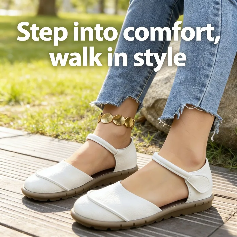 

Retro Handmade Soft Leather Flat Sandals for Women Summer Flats New Casual Versatile Comfortable Soft Sole Women's Shoes