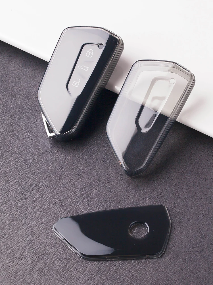 Transparent Black Soft TPU For Volkswagen Golf 8 MK8 ID 4 ID.3 Skoda A8 Octavia Formentor Tarraco Car Key Case Cover Holder Fob